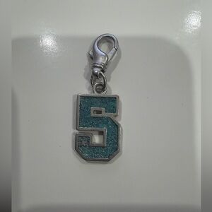 Golden Goose Number 5 Charm Teal Green Enamel- New- Authentic